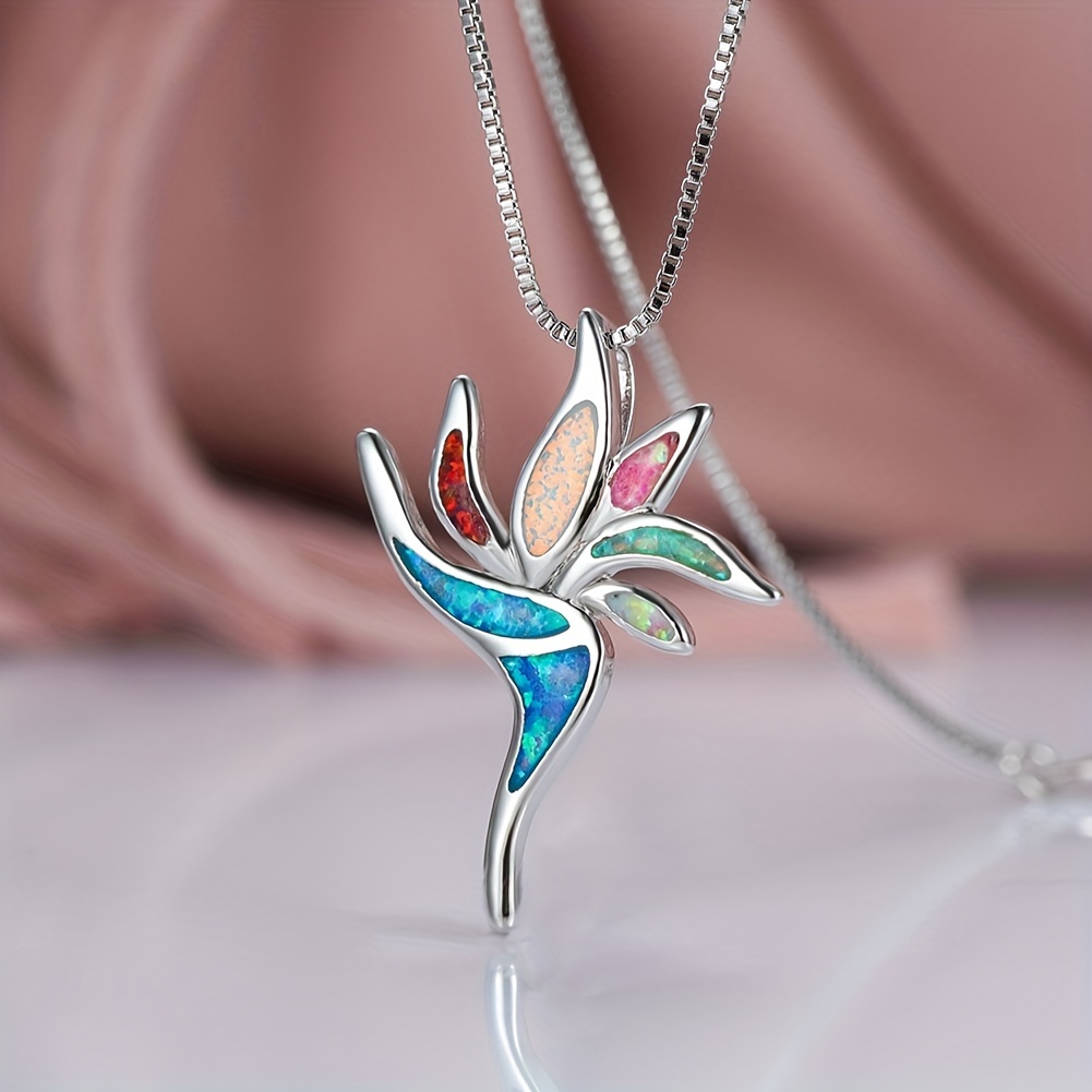 Opal Torch Pendant Long Necklace - Fashionable & Distinctive
